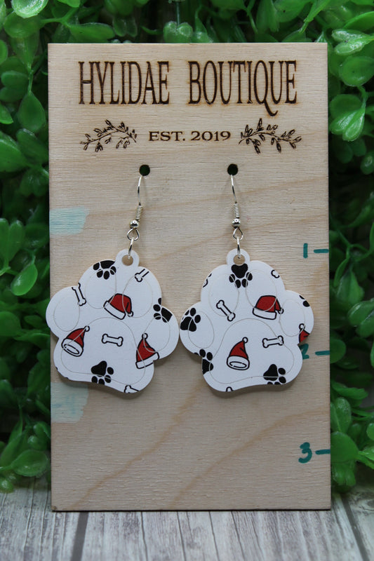 Santa Paw Print Dangle Earrings