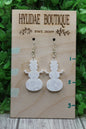 White Leopard Snowman • Dangle Earrings