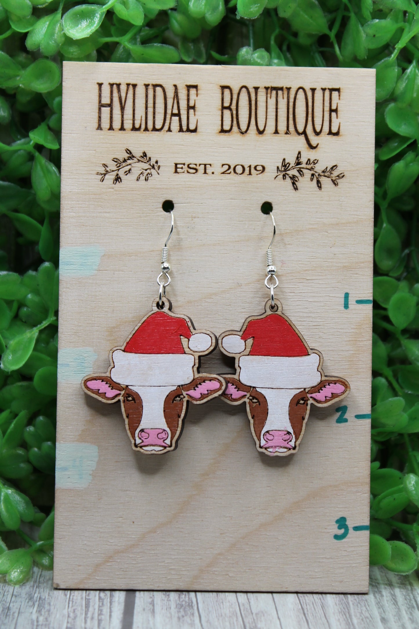 Santa Hat Cow • Dangle Earrings