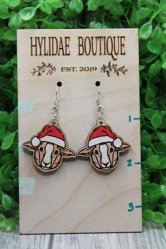 Santa Hat Sheep • Dangle Earrings