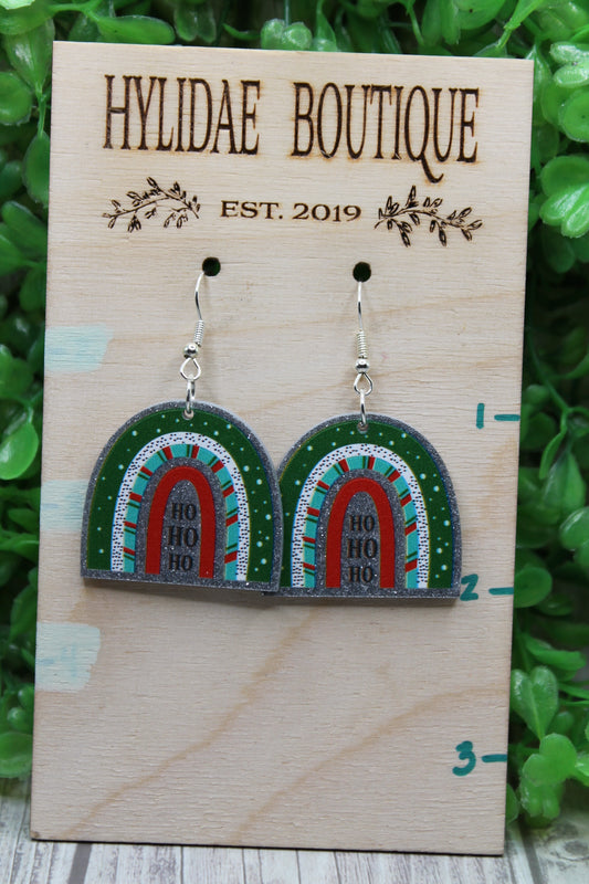 HoHoHo Christmas Rainbow Dangle Earrings