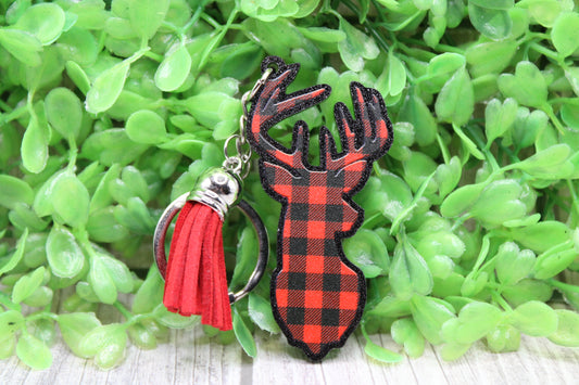 Buffalo Plaid Deer Keychain