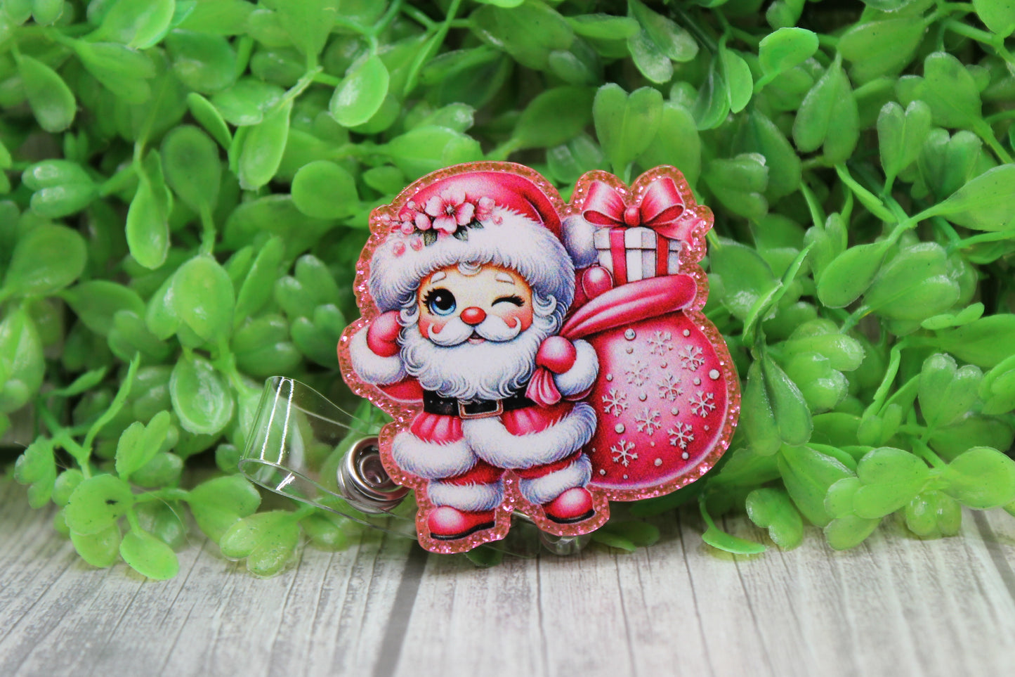 Santa with Presents • Badge/ID Holder with Clip