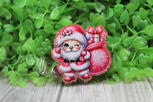 Santa with Presents • Badge/ID Holder with Clip