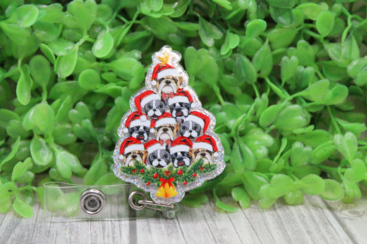 Dog Christmas Tree • Badge/ID Holder with Clip