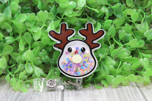 Reindeer Shaker • Badge/ID Holder with Clip