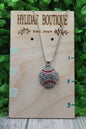 Rhinestone Baseball • Silver Necklace