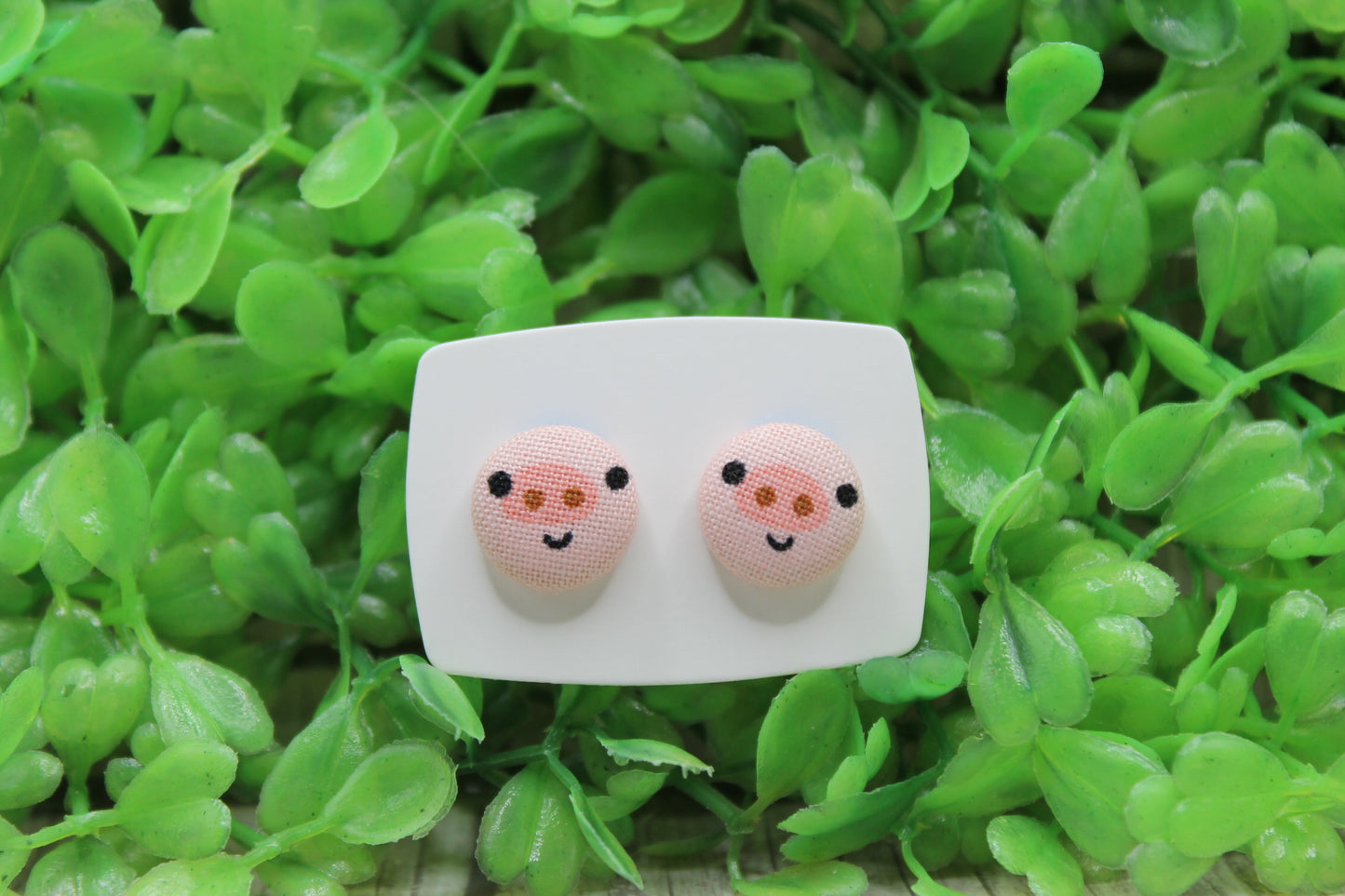 Pigs • Fabric Button Stud Earrings