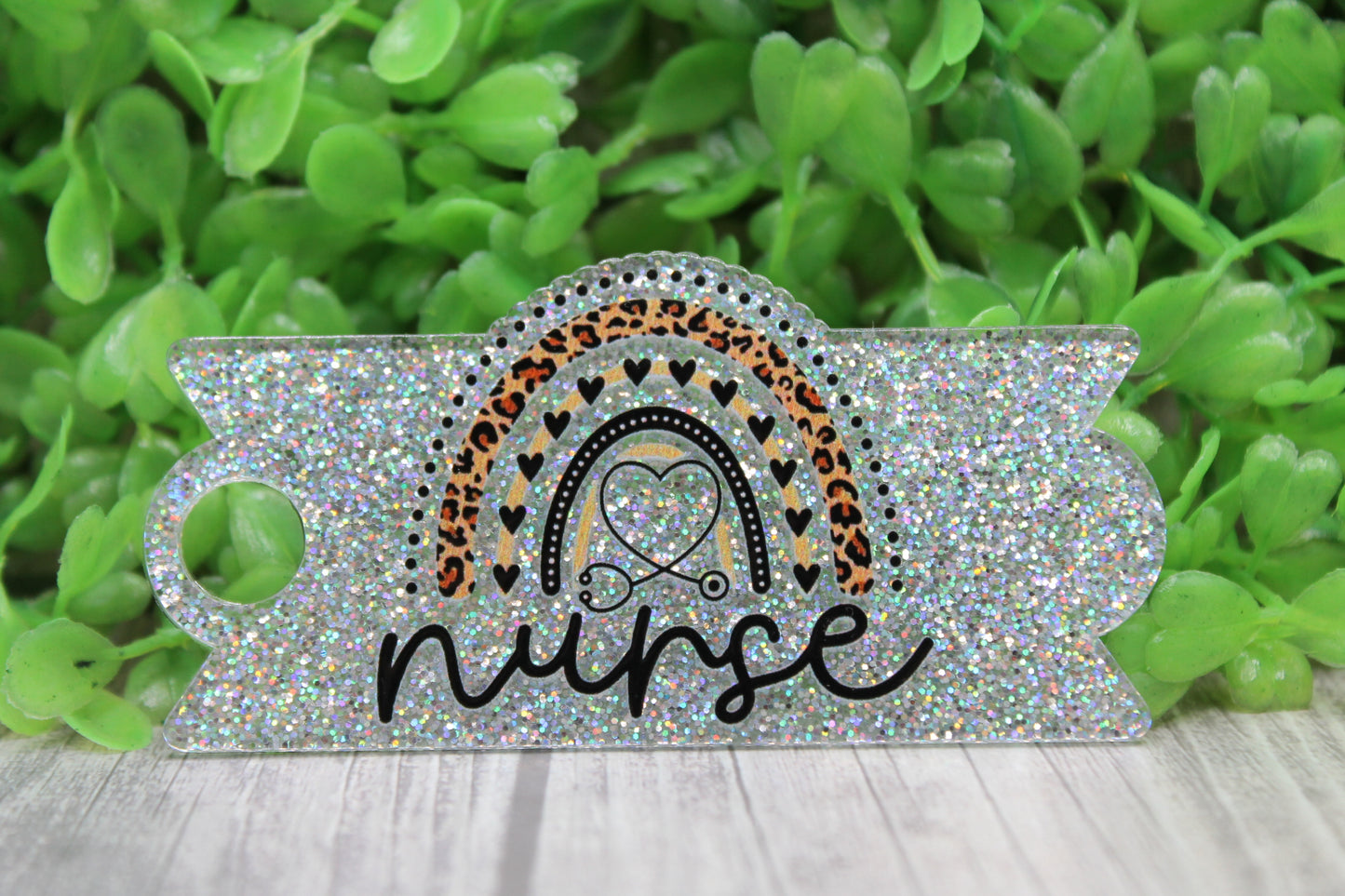 Nurse Rainbow Silver Glitter • Tumbler Topper