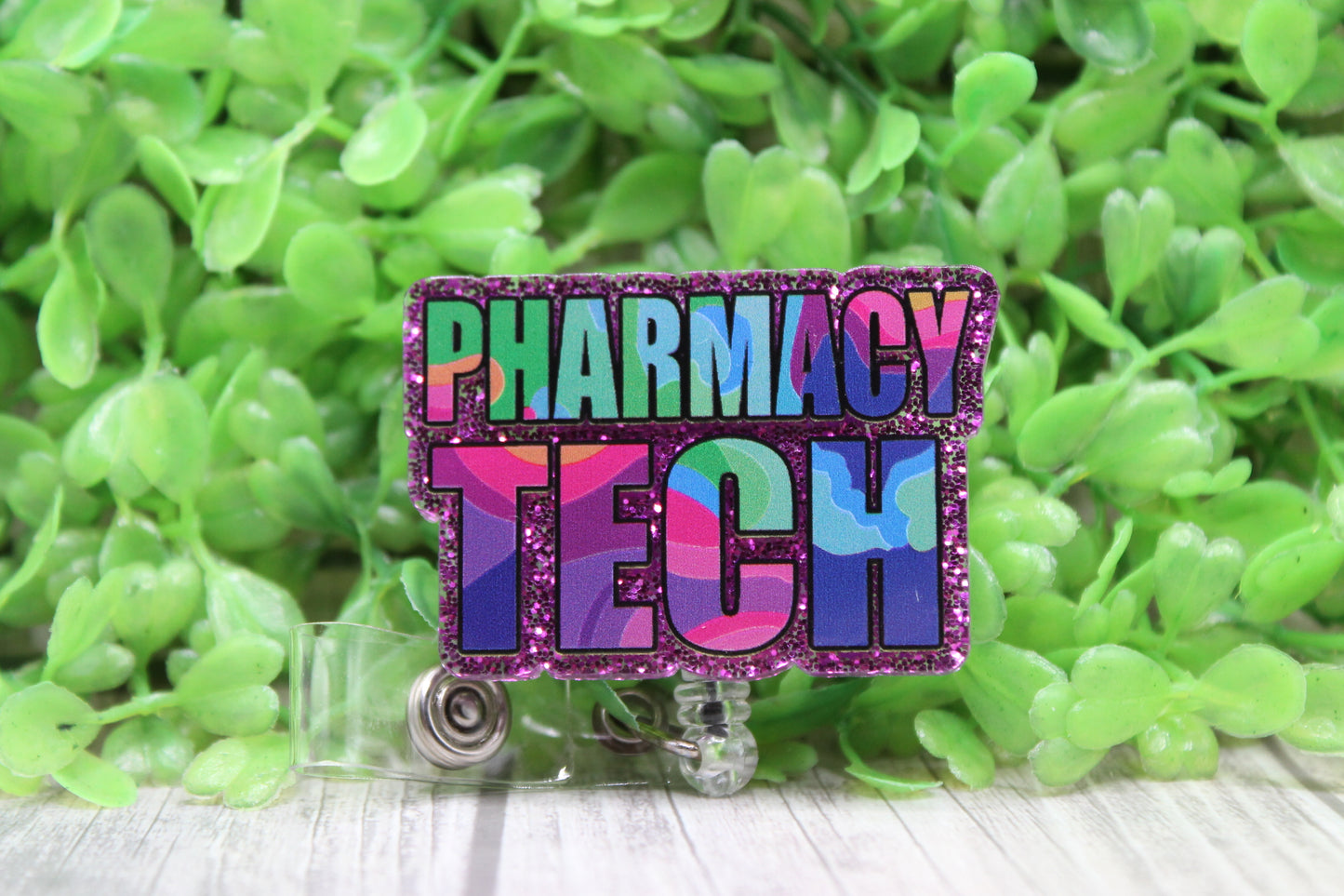 Pharmacy Tech Colorful • Badge/ID Holder with Clip