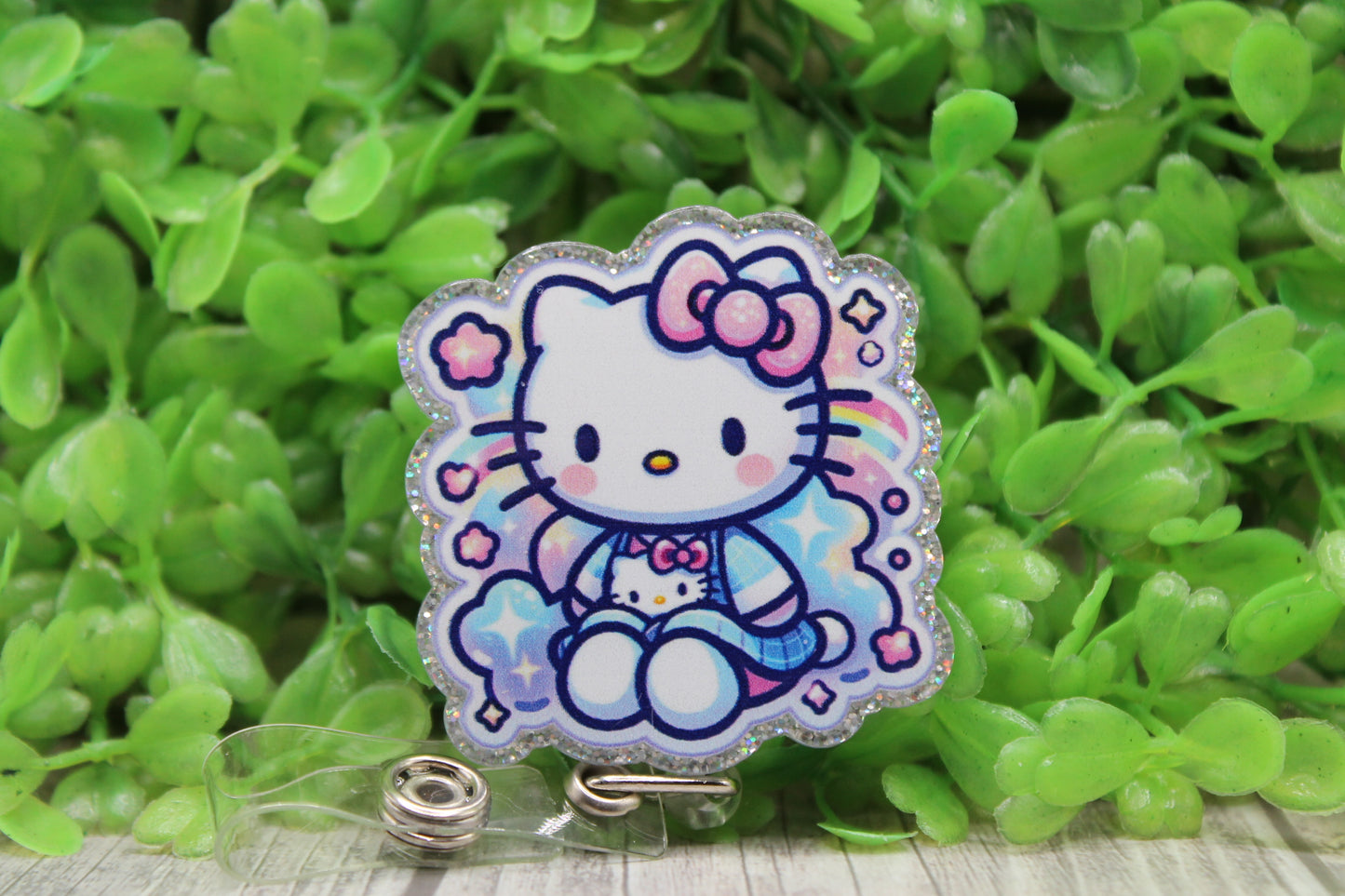 Pastel Cute Cat • Badge/ID Holder with Clip