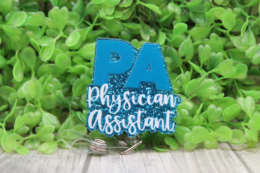 PA Blue Glitter • Badge/ID Holder with Clip