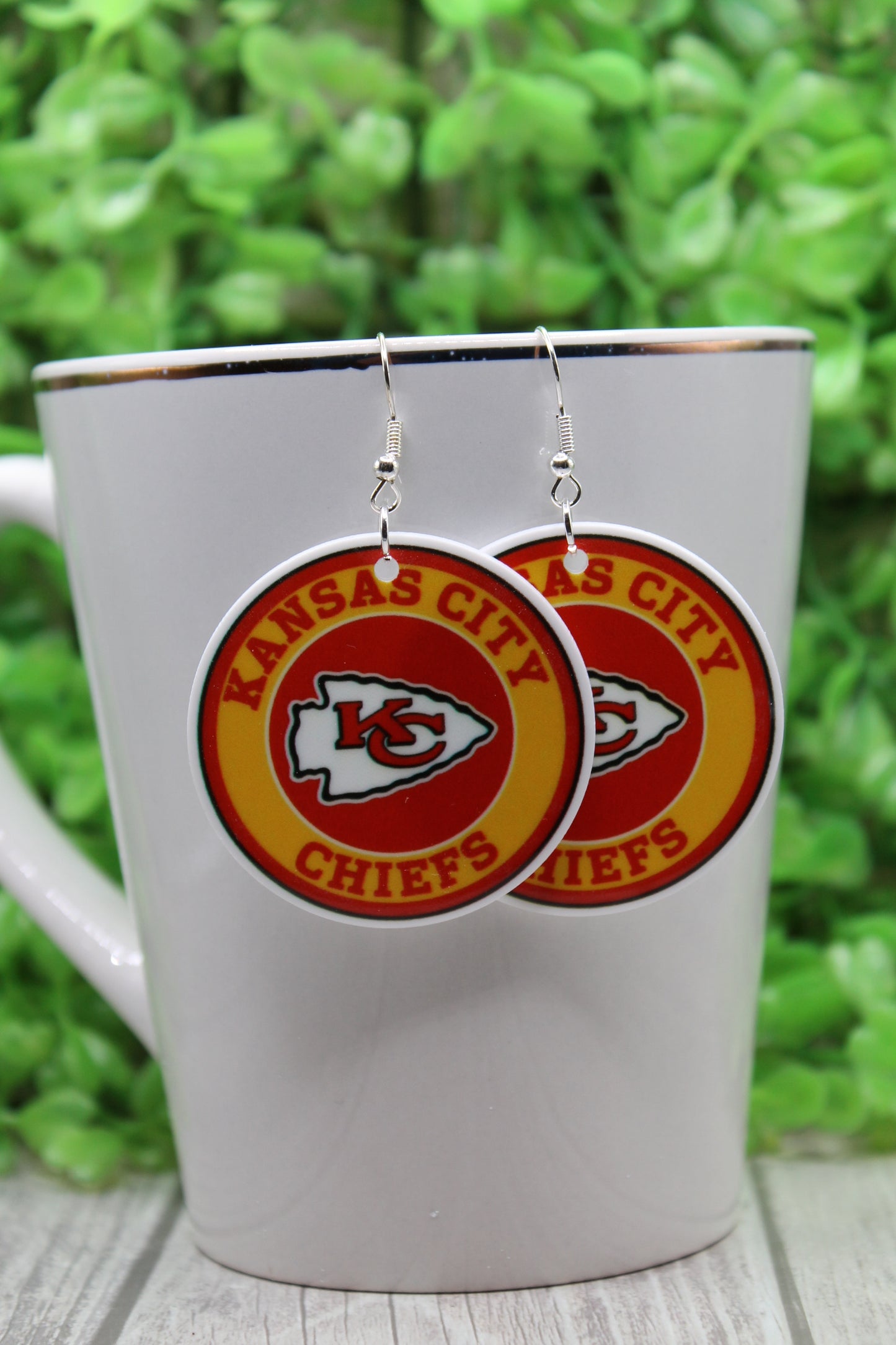 Football KC Chiefs Circle • Dangle Earrings