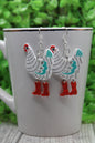 Chickens with Red Boots • Dangle Earrings