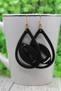 Black Football Felt Teardrop • Dangle Earrings