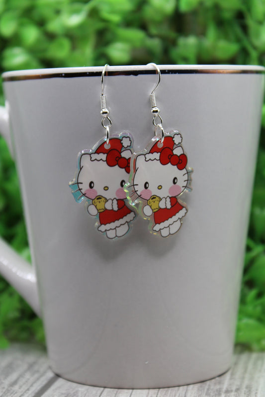 Christmas Cat • Dangle Earrings