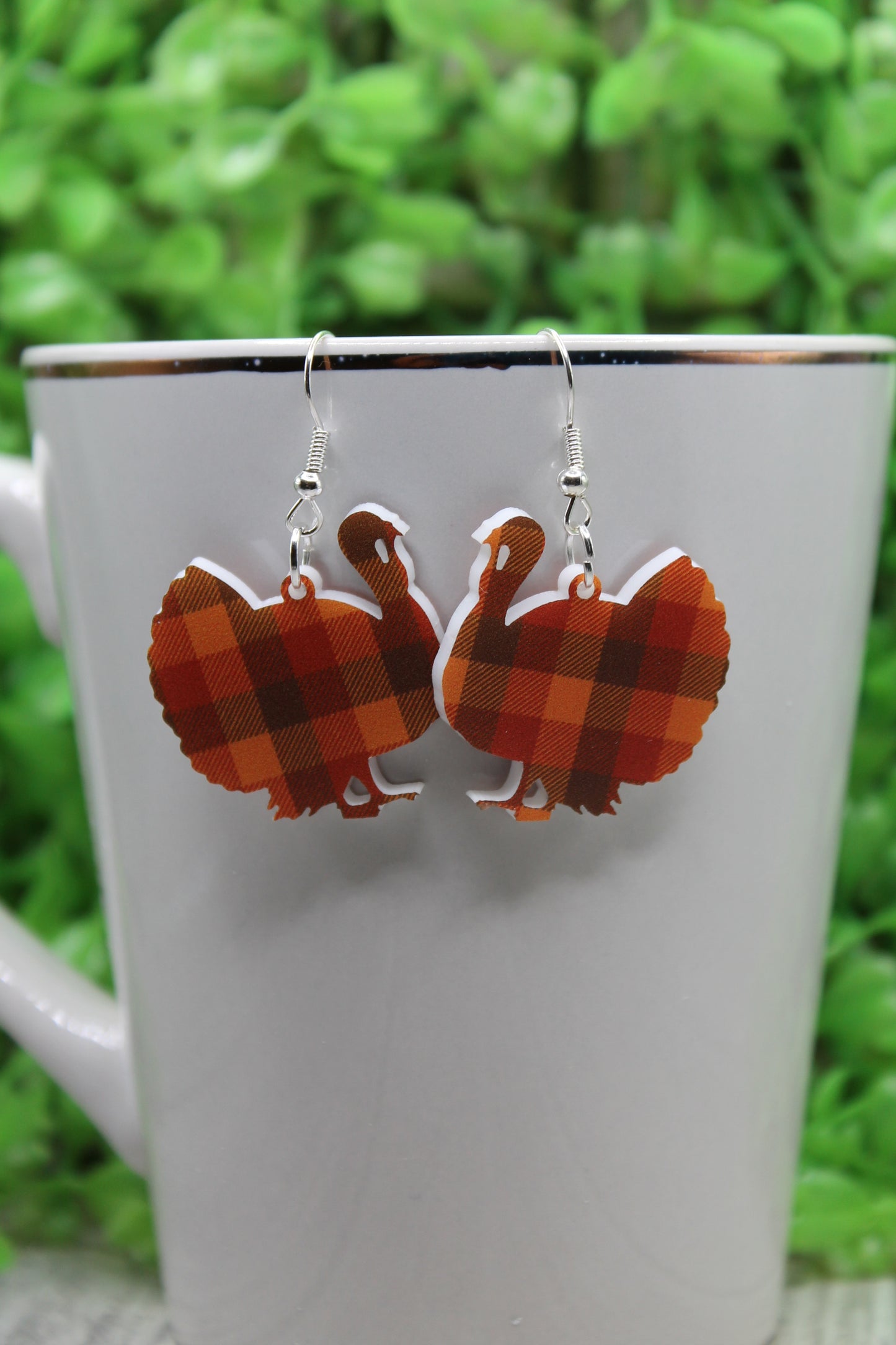 Fall Plaid Turkeys • Dangle Earrings