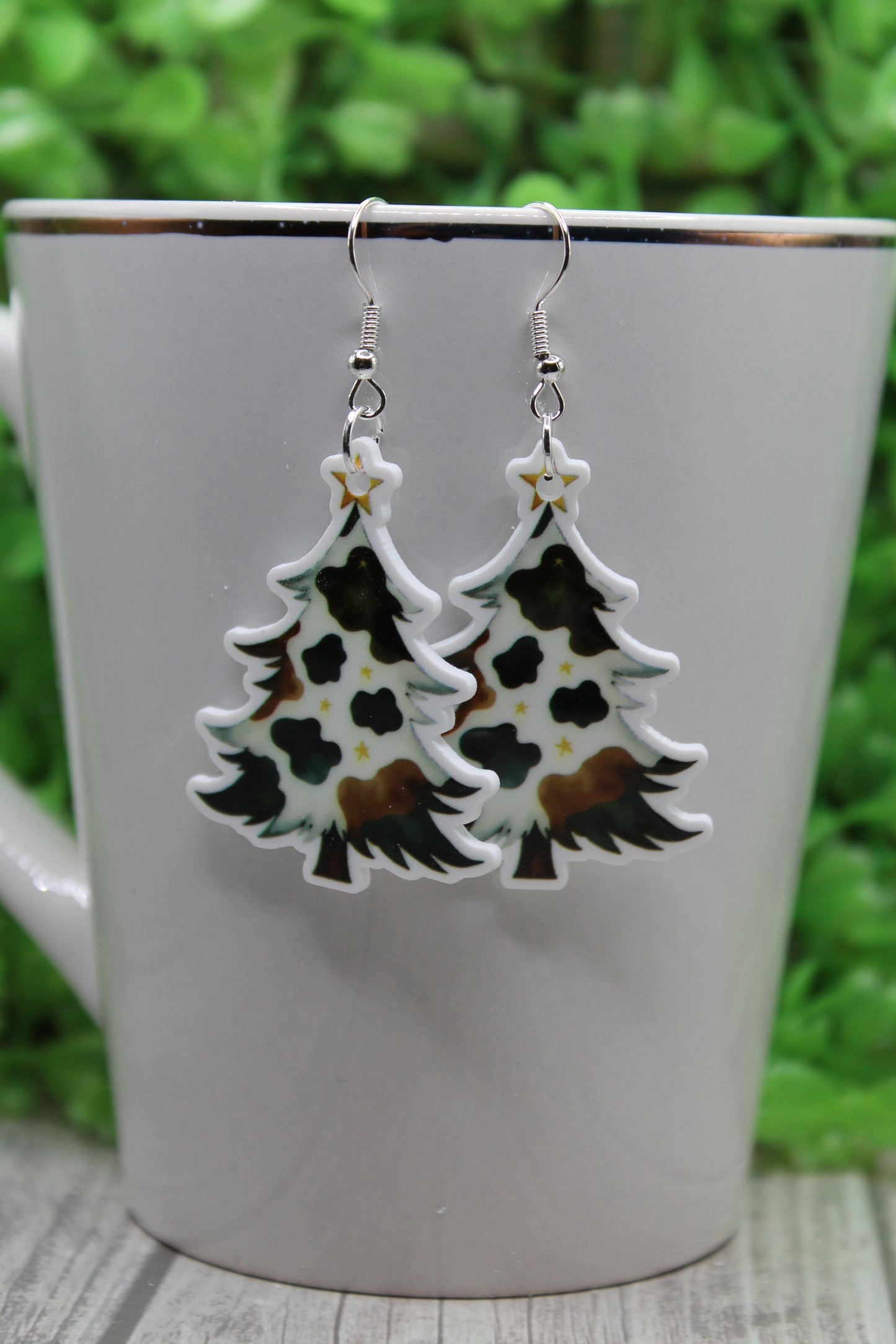 Cow Christmas Tree with Star • Dangle Earrings