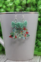 Christmas Tree with Mint Bow • Dangle Earrings