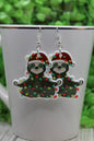 Sloth Wrapped in Christmas Lights • Dangle Earrings