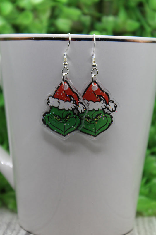 Santa Hat Glitter Grumps "MINI" • Dangle Earrings