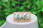 Christmas Tree • Fabric Button Stud Earrings