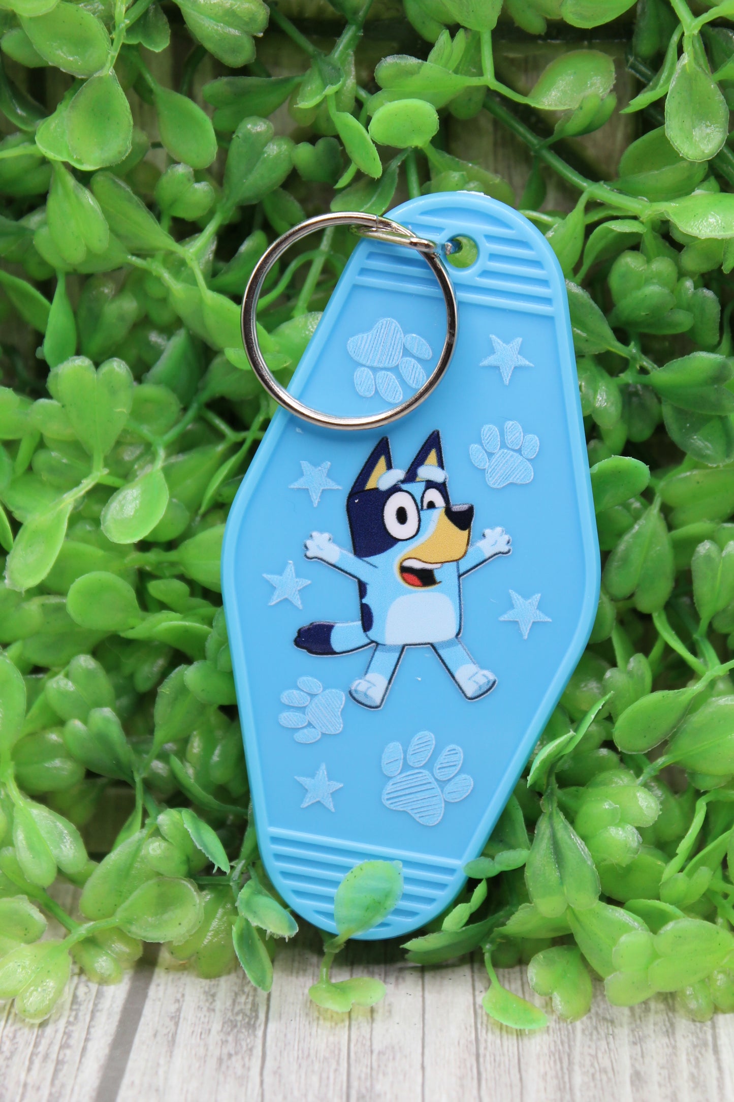 Bluey on Light Blue • Hotel Style Keychain