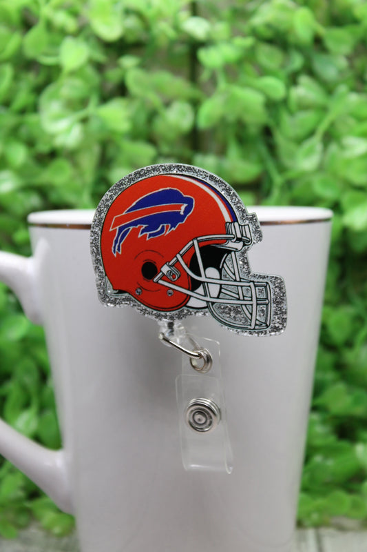 Football Bills Helmet • Badge/ID Holder with Clip