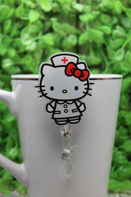 Nurse Cat • Badge/ID Holder with Clip