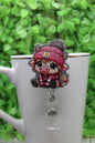 Cow with Pink Beanie • Badge/ID Holder with Clip