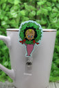 Cindy Lou in Christmas Wreath • Badge/ID Holder with Clip