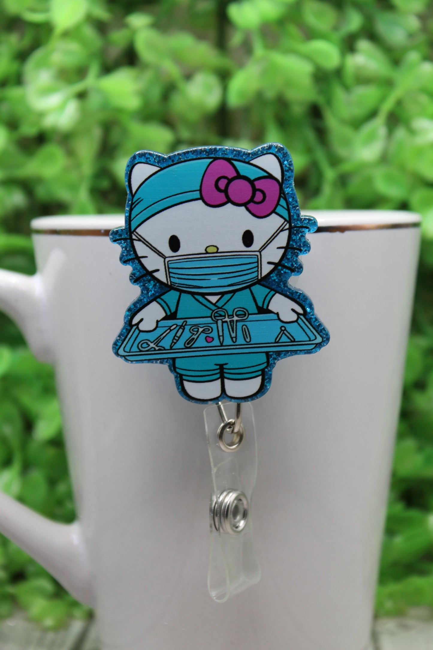 Surgical Nurse Cat • Badge/ID Holder with Clip