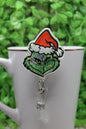 Santa Hat Lt Green Grumps Shaker • Badge/ID Holder with Clip