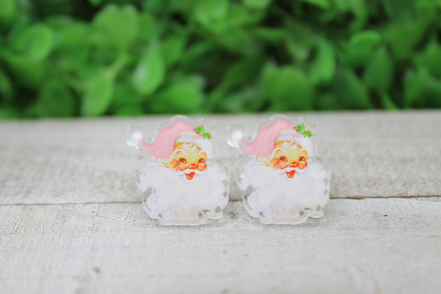 Pink Santa • Stud Earrings