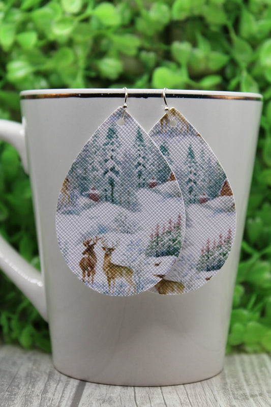 Winter Scenery Teardrop Earrings