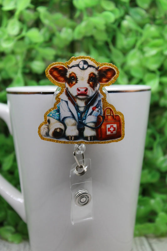 Cow Doctor Veterinarian • Badge/ID Holder with Clip