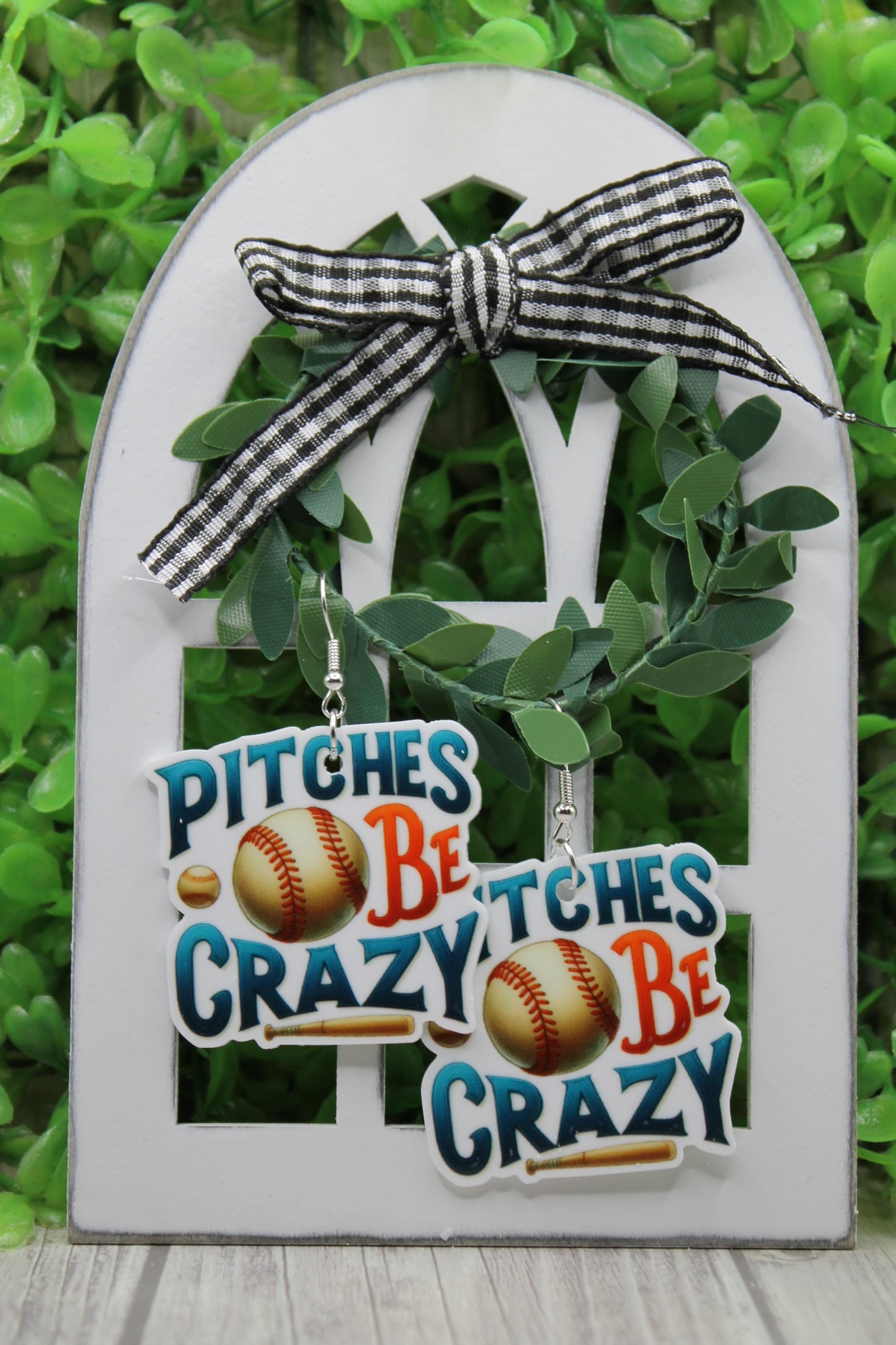 Pitches Be Crazy Baseball • Dangle Earrings