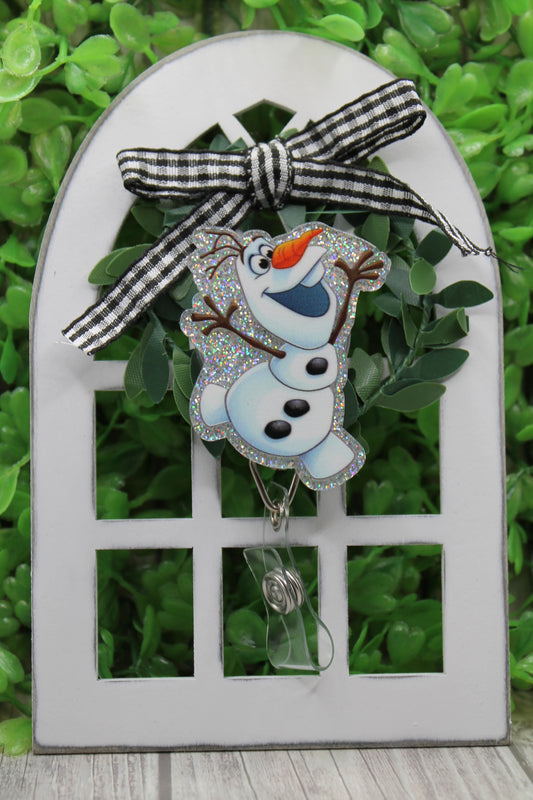 Silly Snowman Badge/ID Holder with Alligator Clip