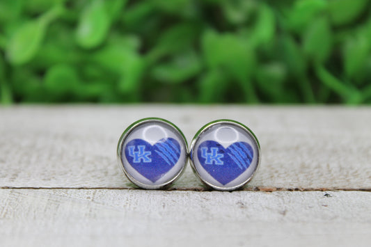 Kentucky Wildcats Blue Heart • Stud Earrings