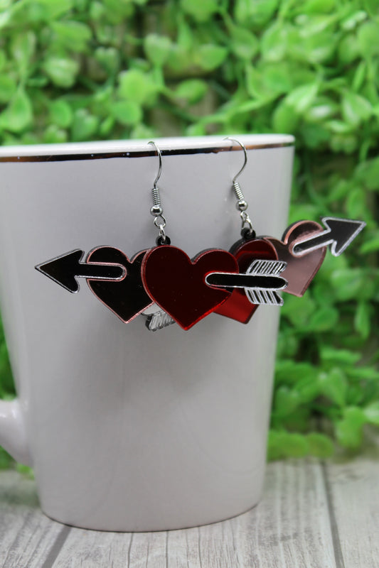 Arrow and Hearts Valentine's Day • Dangle Earrings