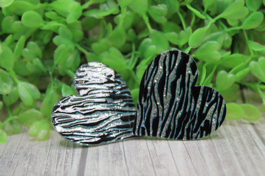 Zebra Striped Heart • Stud Earrings