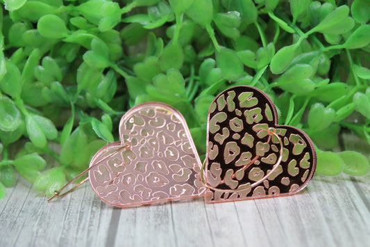 Pink Leopard Hearts Valentine's Day • Hoop Dangle Earrings