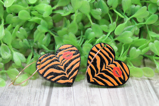 Tiger Hearts Valentine's Day • Hoop Dangle Earrings