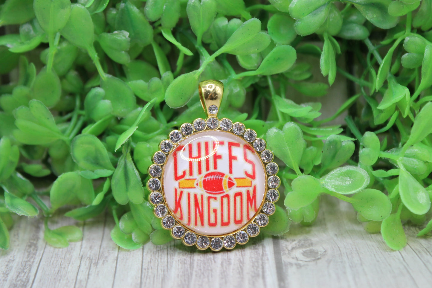 KC Chiefs Kingdom Rhinestones • 25mm Pendant