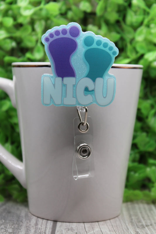 NICU Baby Feet Badge/ID Holder with Alligator Clip