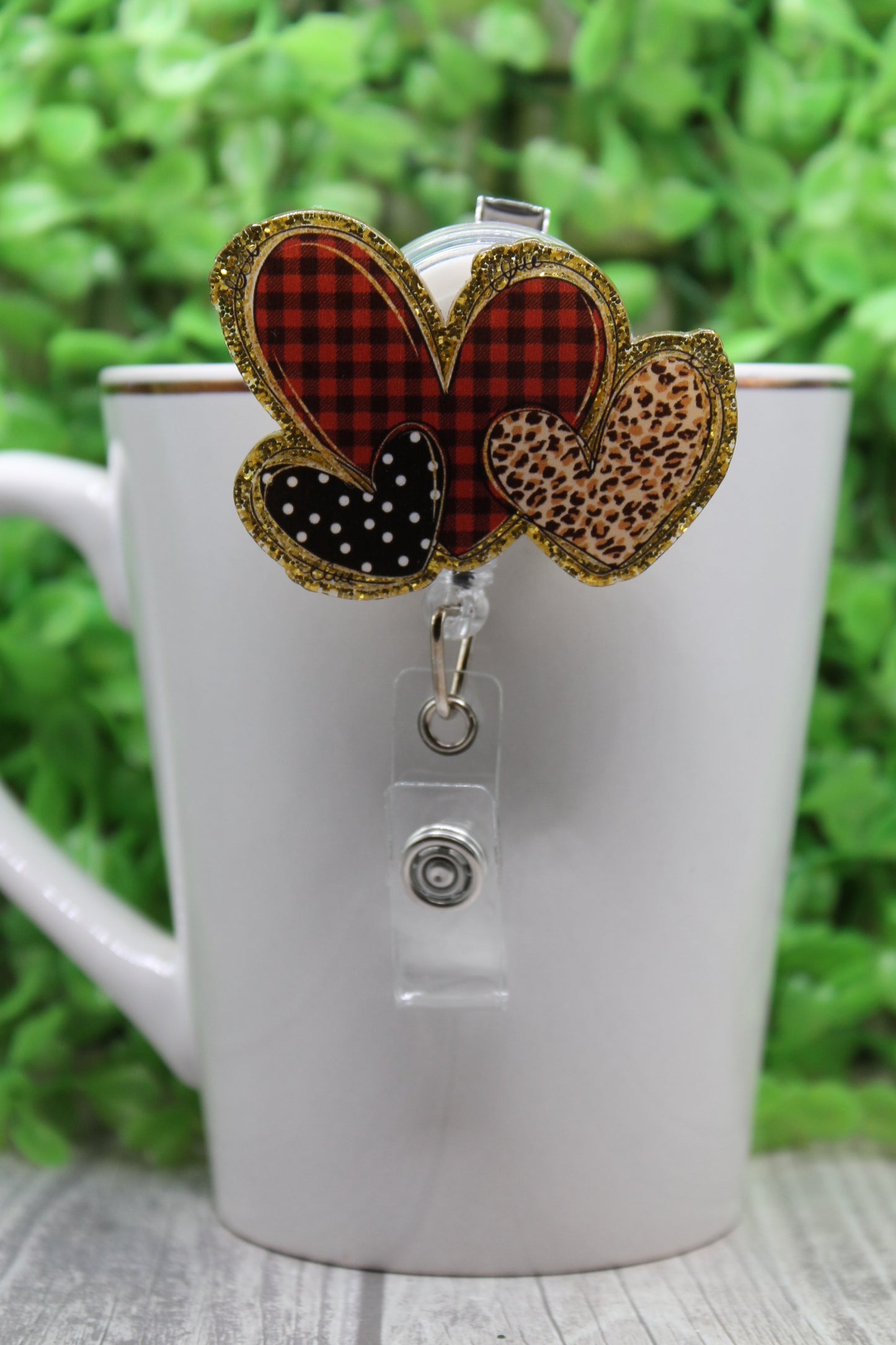 Heart Trio Badge/ID Holder with Alligator Clip