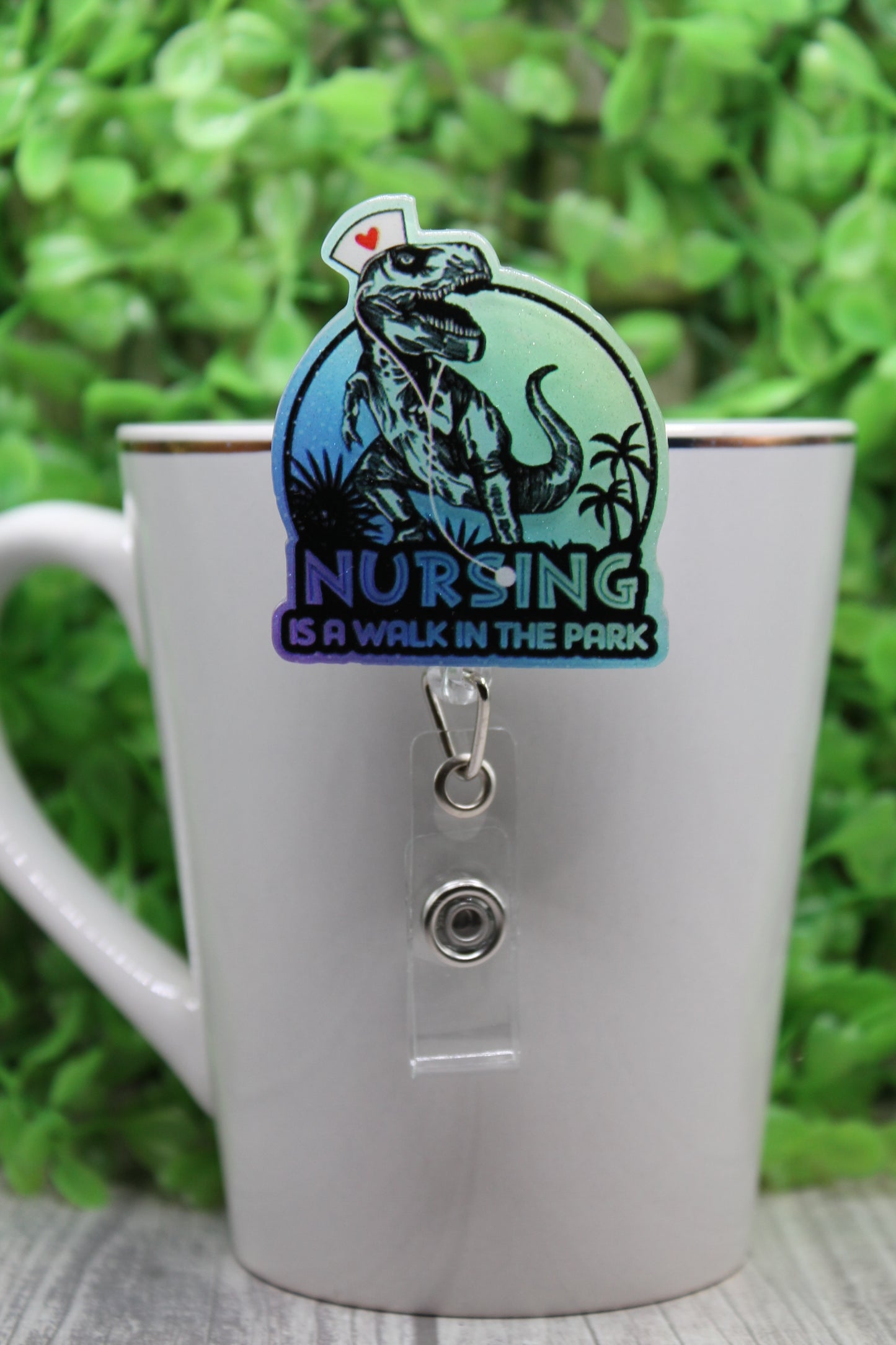 Nursing is a Walk in the Park Badge/ID Holder with Alligator Clip