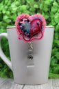 Pink and Blue Heart Badge/ID Holder with Alligator Clip