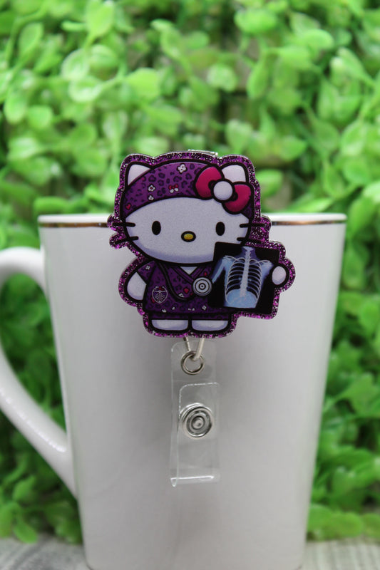 X Ray Tech Cat Badge/ID Holder with Alligator Clip