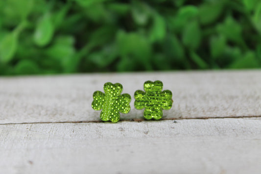 Lt. Green Shamrock St. Patrick's Day • Stud Earrings